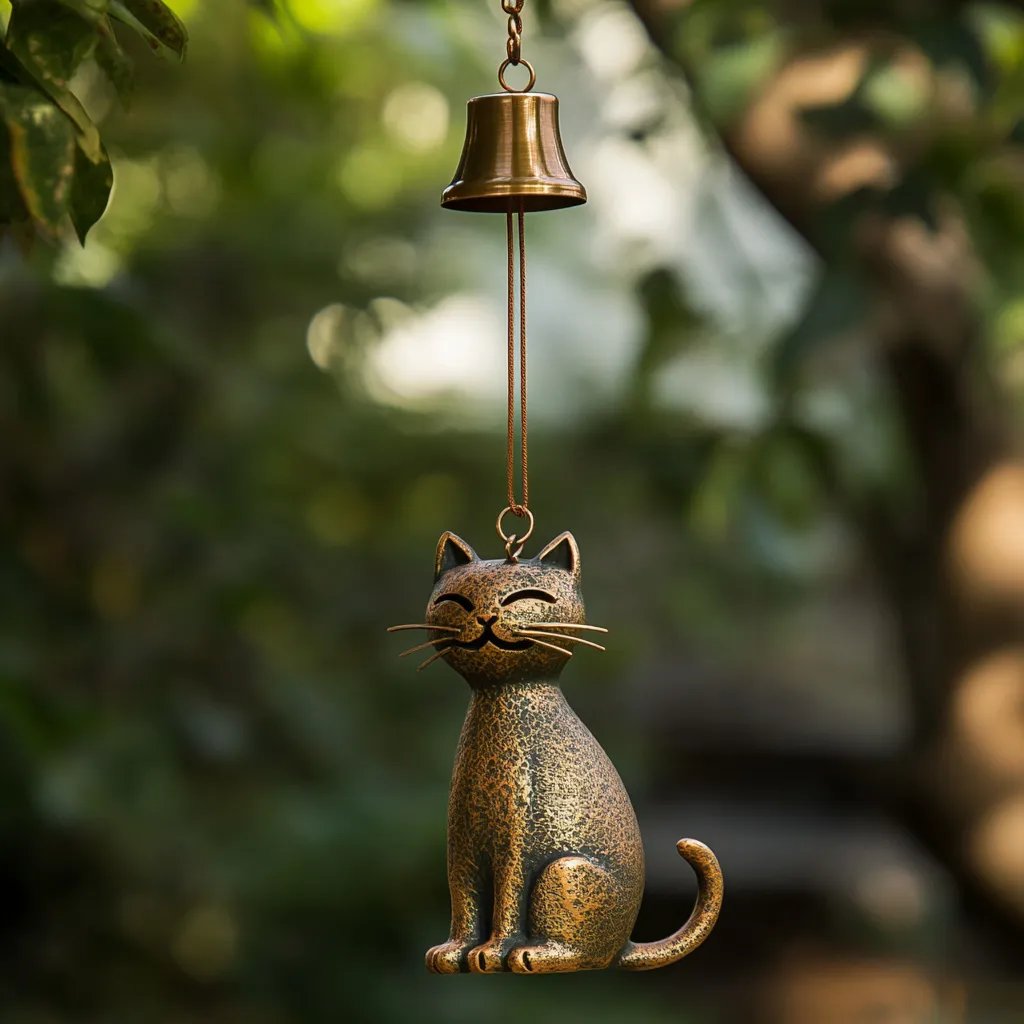 🔥Carillón de viento retro hecho a mano con forma de gato