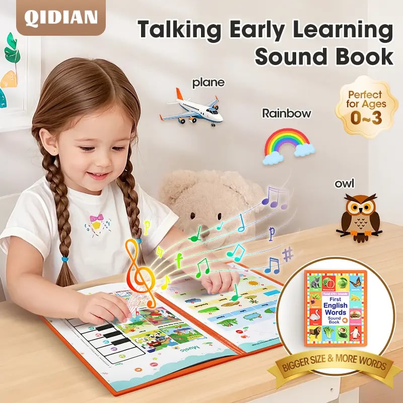 Libro de lectura en inglés/My First English Toy Sounds - ¡470+ palabras, 21 temas y divertidos juegos de palabras! ¡El juguete perfecto para los niños! 🇬🇧🔊