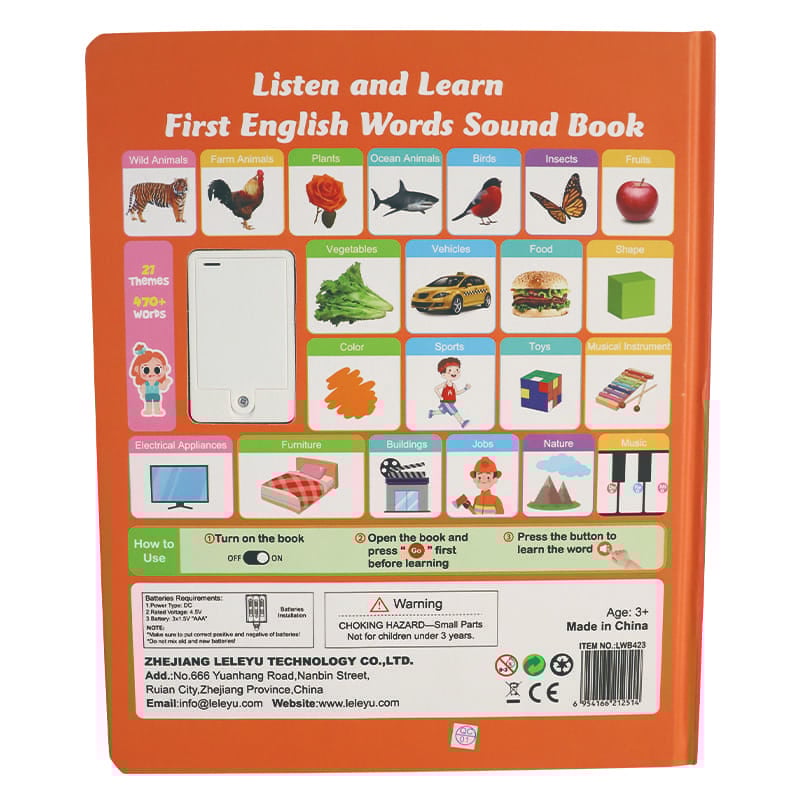Libro de lectura en inglés/My First English Toy Sounds - ¡470+ palabras, 21 temas y divertidos juegos de palabras! ¡El juguete perfecto para los niños! 🇬🇧🔊