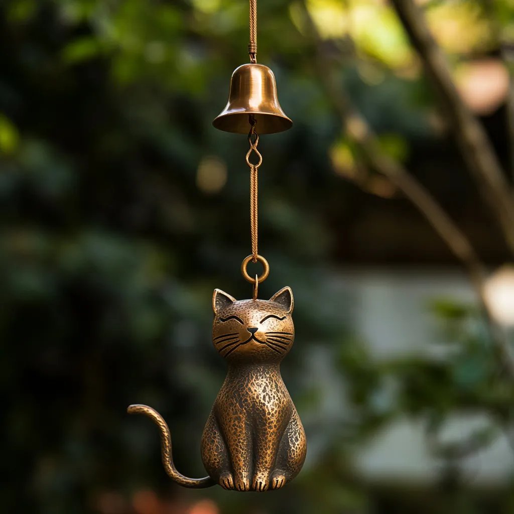 🔥Carillón de viento retro hecho a mano con forma de gato