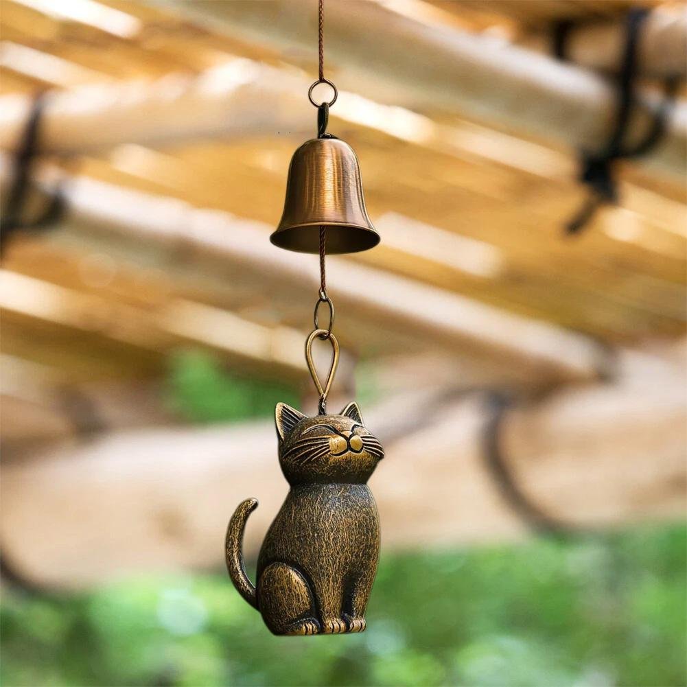 🔥Carillón de viento retro hecho a mano con forma de gato