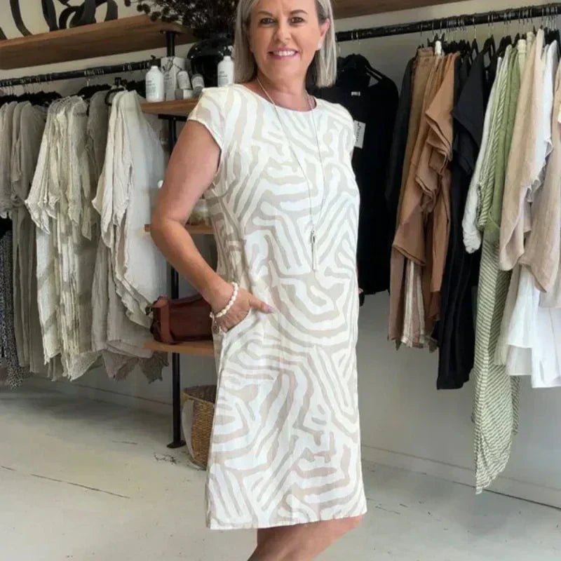 🌸 Veraniego vestido bohemio de flores con escote redondo