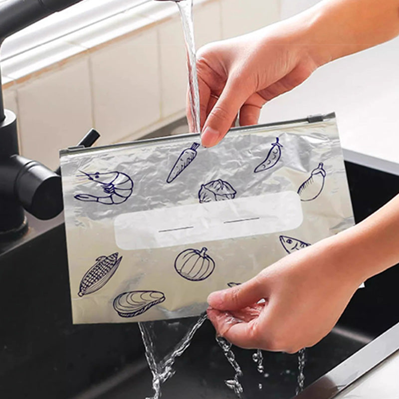 Papel de aluminio antibacterias bolsa de conservación/bolsa de almacenamiento reutilizable con cierre de papel de aluminio