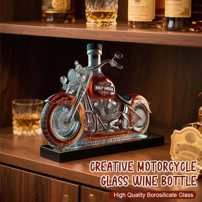 Botella de vino creativa de cristal con forma de motocicleta