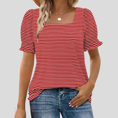 ⏳Venta limitada path🌸T camisa de cuello cuadrado con mangas smocked para mujer