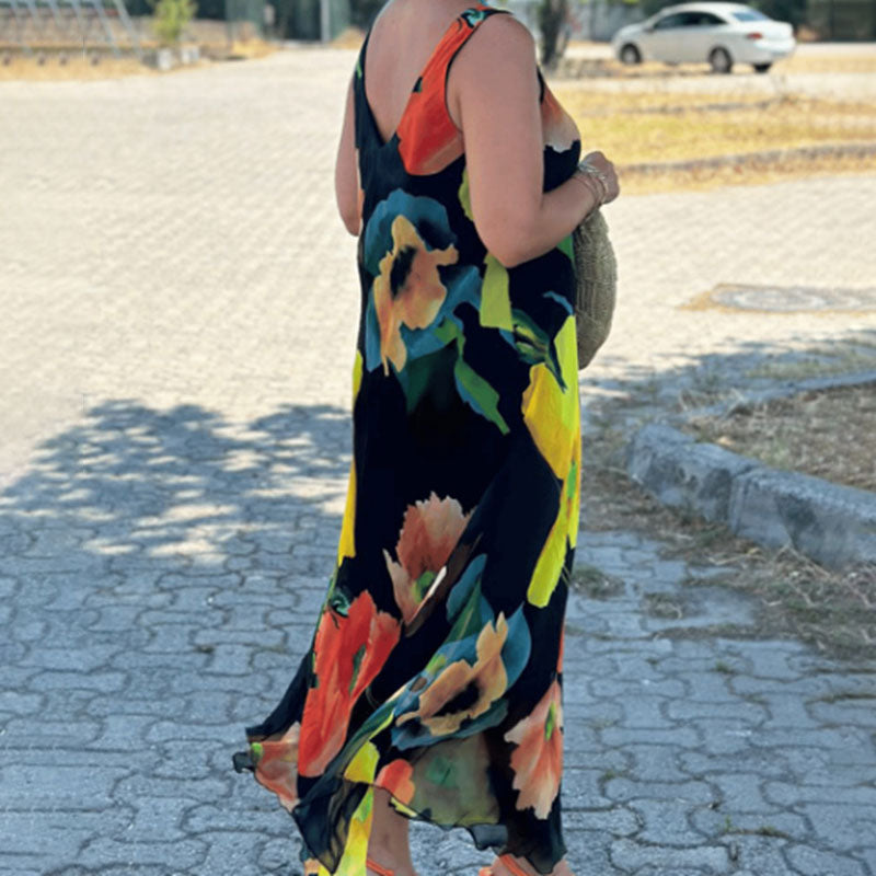 🌸Oferta por tiempo limitado 45% de descuento💃Maxivestido con estampado floral y tirantes anchos