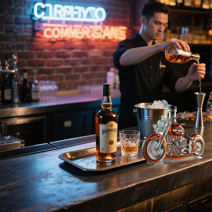 Botella de vino creativa de cristal con forma de motocicleta
