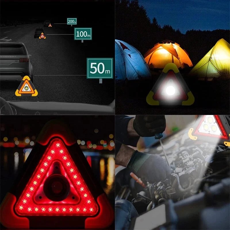 Luz de advertencia triangular de emergencia solar 3 en 1