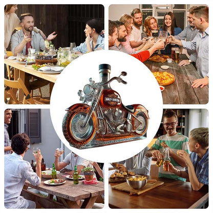 Botella de vino creativa de cristal con forma de motocicleta