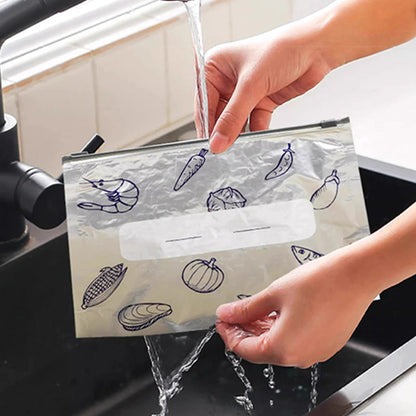 Papel de aluminio antibacterias bolsa de conservación/bolsa de almacenamiento reutilizable con cierre de papel de aluminio